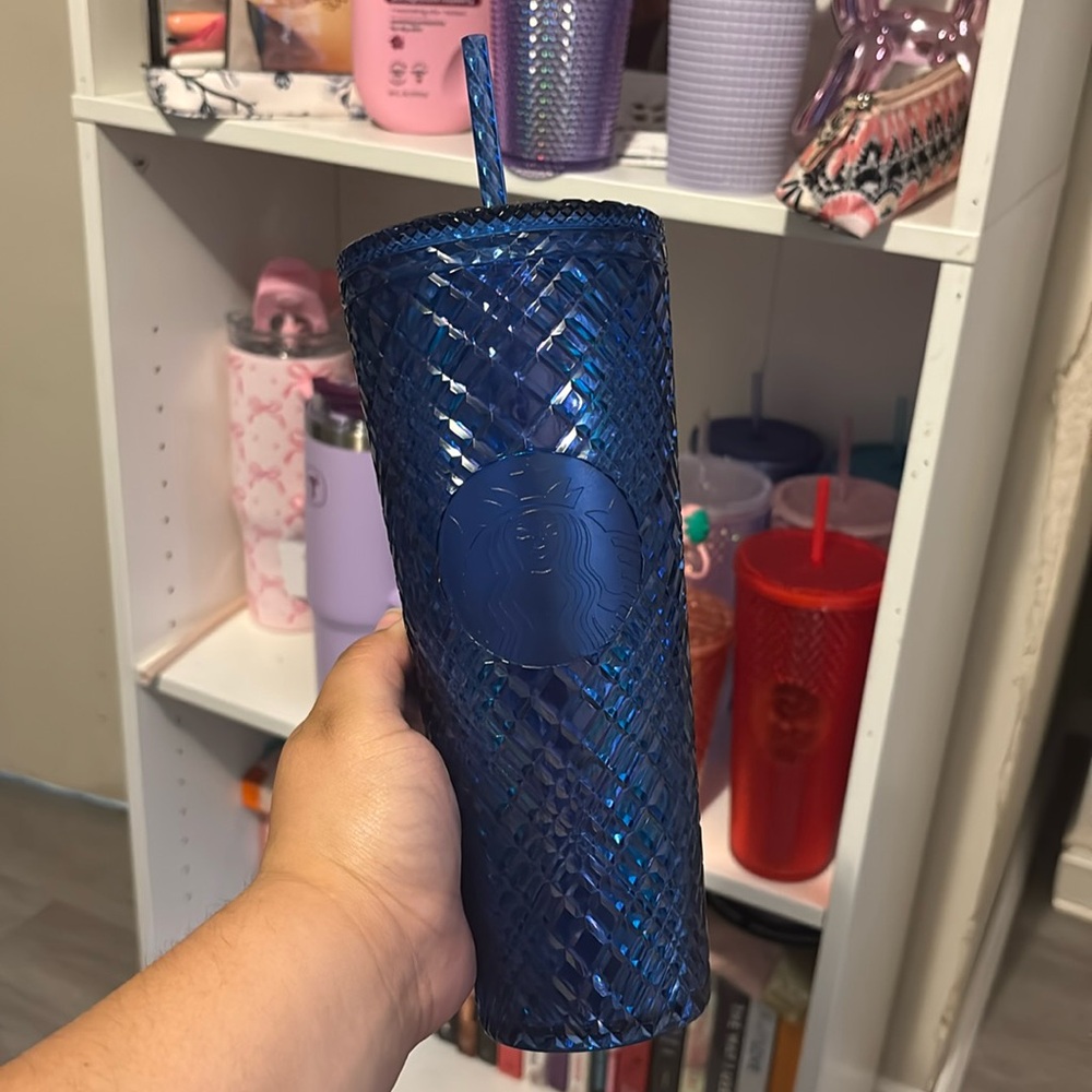 blue Starbucks cup